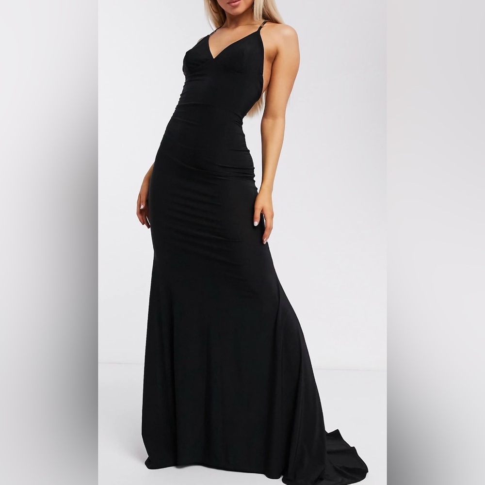 Club L London Strapless Black Maxi Dress